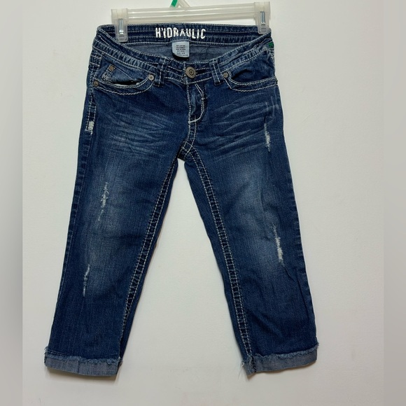 Hydraulic Denim - Hydralic Women's Distressed Blue Capri‎ Jeans size 3/4 (G6)